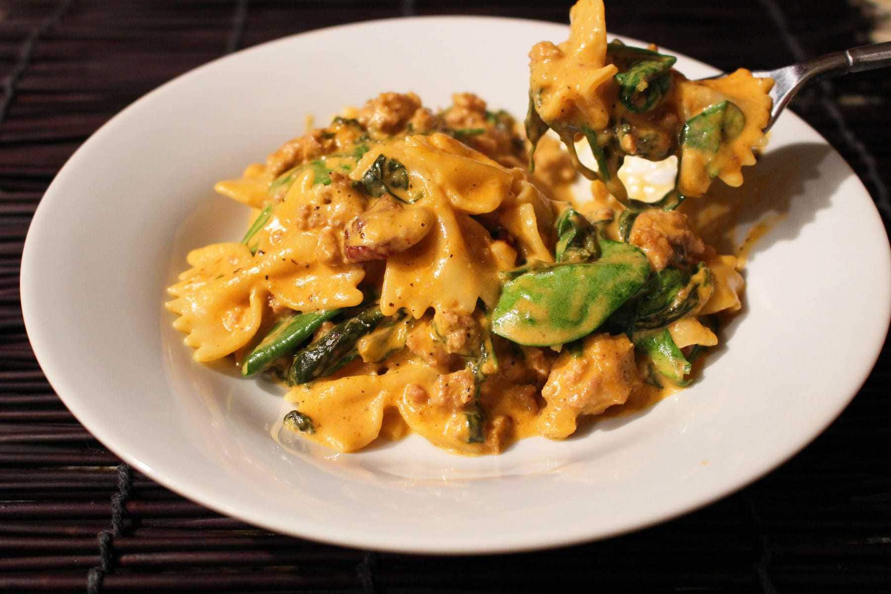 Turkey Spinach Pasta with Tomato Cream Sauce The Salted Pepper