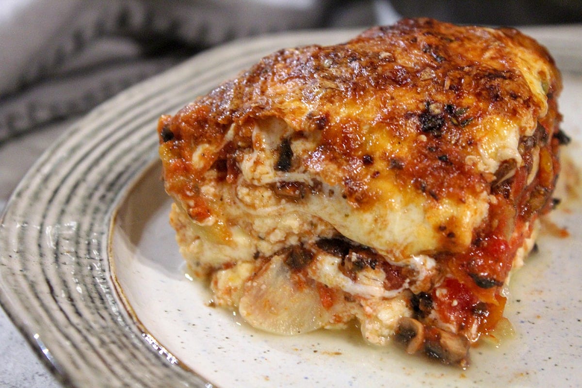Vegetarian Eggplant Lasagna with Homemade Ricotta ~ The Salted Pepper