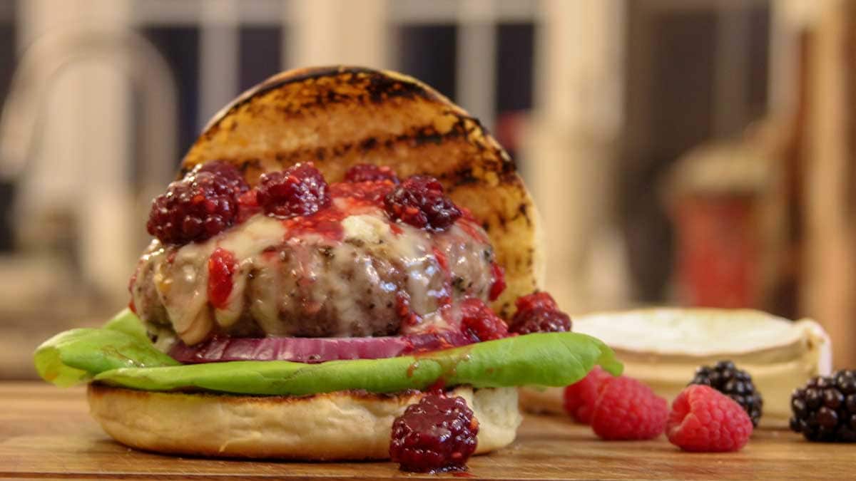 assembled brie and berry burger