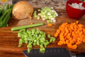 Cajun Jambalaya chopped celery and carrots