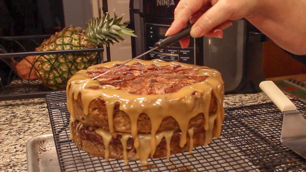 Ninja Foodi Apple Cake with Caramel Glaze The Salted Pepper