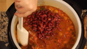 Quick Chili adding the beans