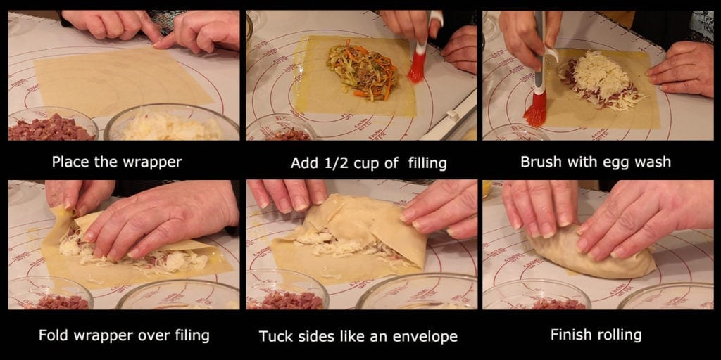 graphic on how to roll an egg roll