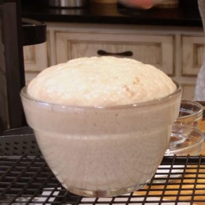 small bowl of yeast bloomed