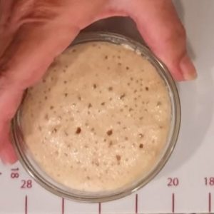 deep dish pizza proofed yeast in a small bowl