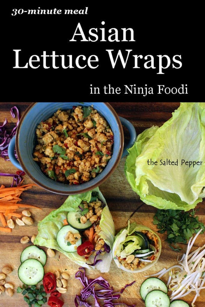 Asian lettuce wraps with toppings on a cutting board