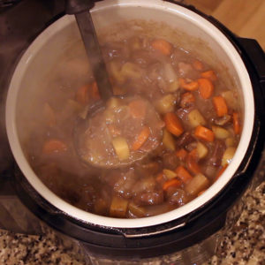Finished beef stew in the Ninja Foodi