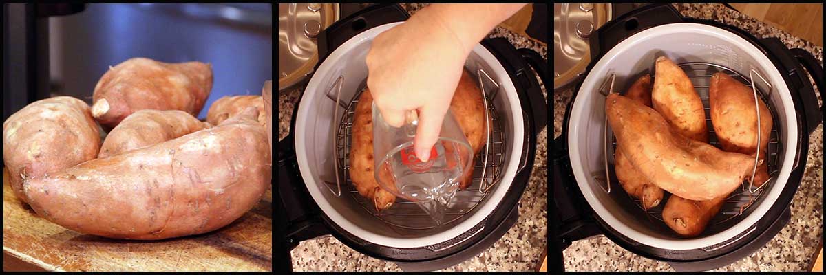 steps for pressure cooking sweet potatoes for easy peeling