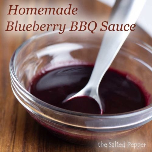 bowl of blueberry bbq sauce with spoon
