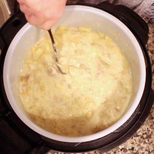 showing runny mashed potatoes in pot