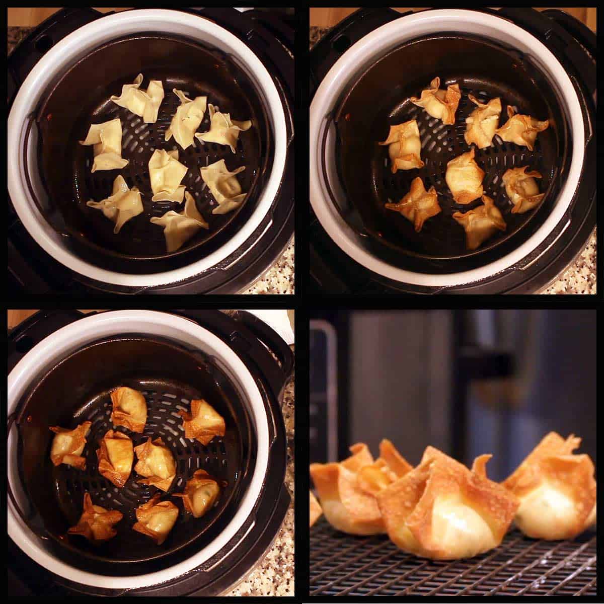 air frying crab rangoon in the Ninja Foodi.