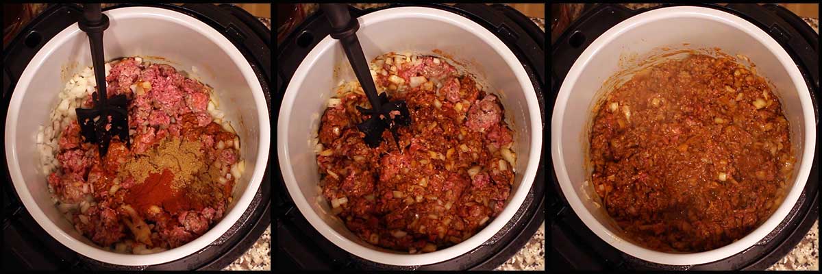 sauteing meat and onions for pressure cooker taco soup