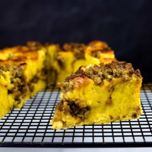 A slice of Breakfast bread pudding