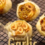 Roasted garlic on a cooling rack