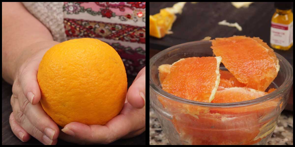 Egy egész Cara Cara narancs a narancsszeletek mellett