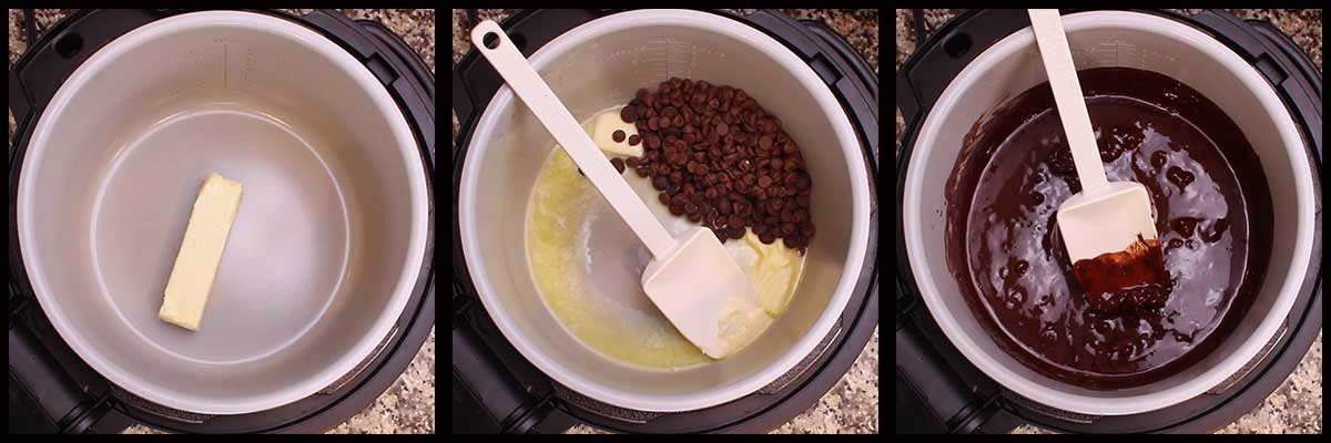 melting the butter and chocolate in the inner pot