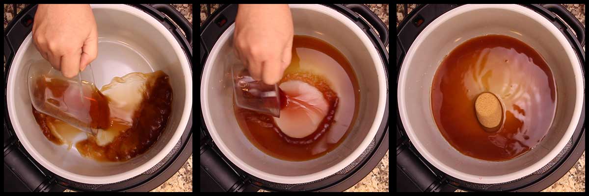 adding liquid to the inner pot