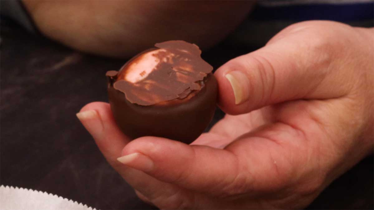 chocolate covered cherry with a scraped bottom