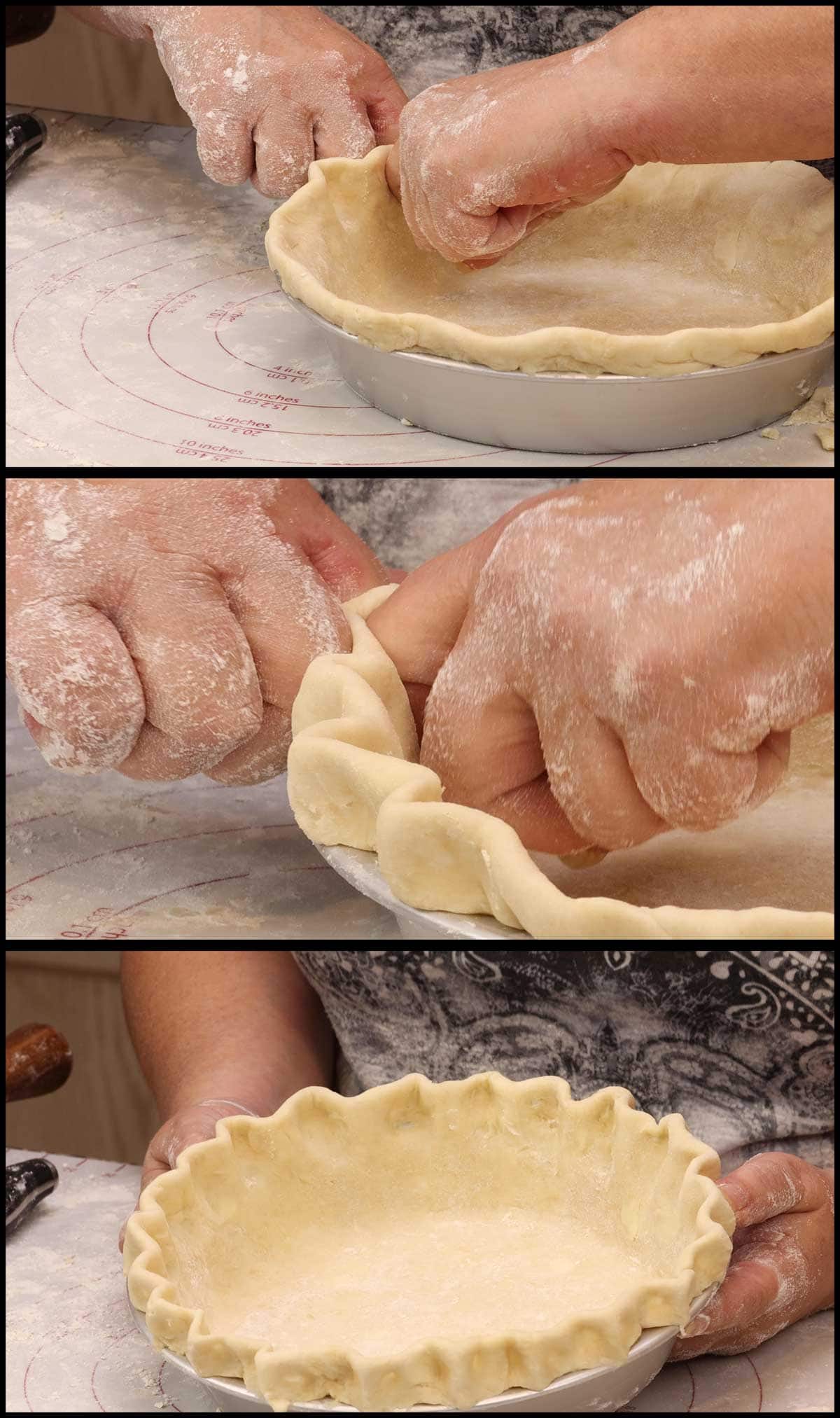 making scalloped edges on pie crust