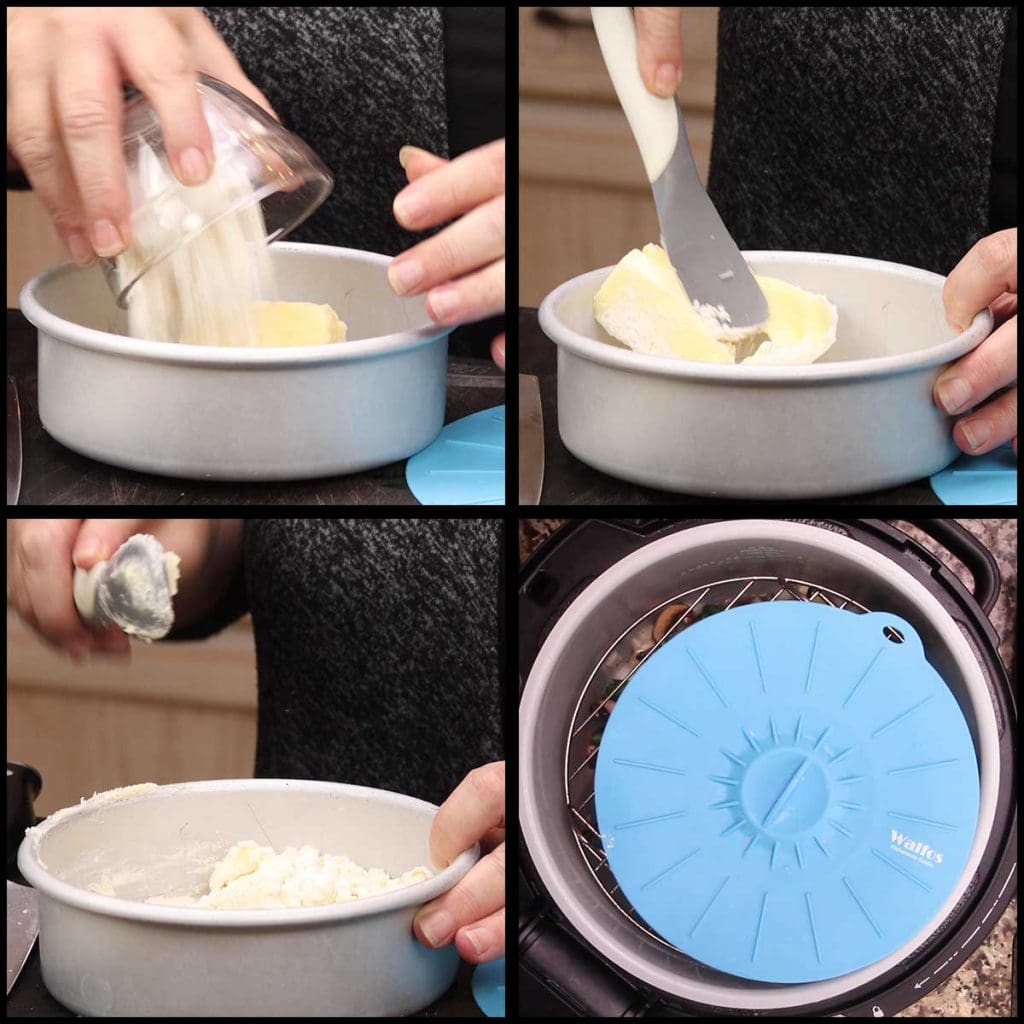 mixing the flour and butter in a pan to make the roux