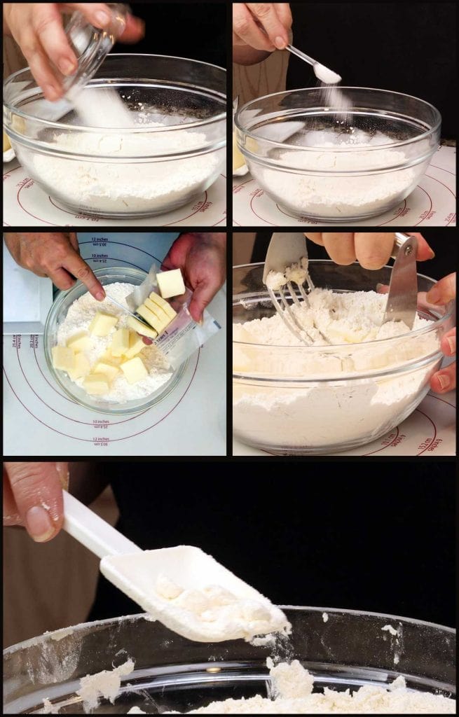 mixing the flour with the butter