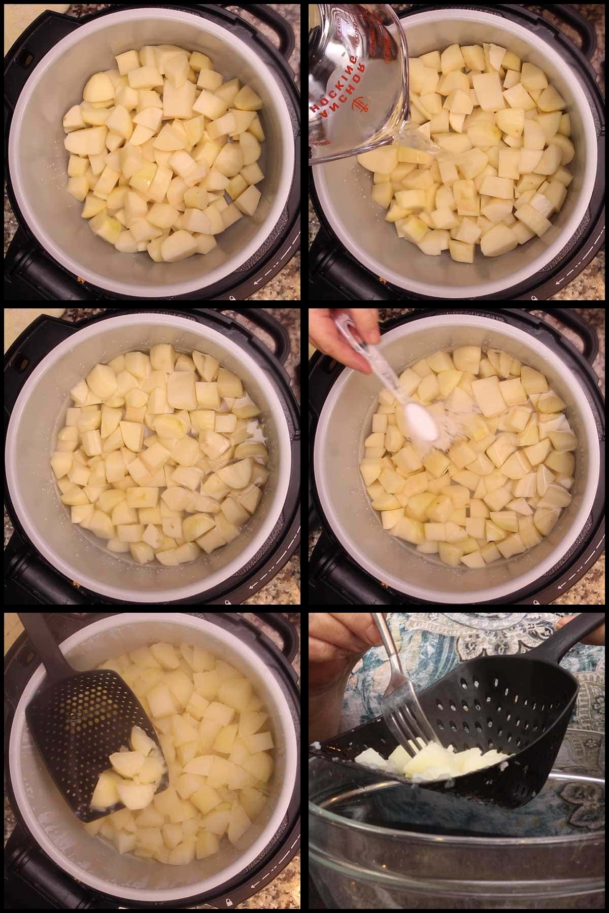 cooking the potatoes in the pressure cooker