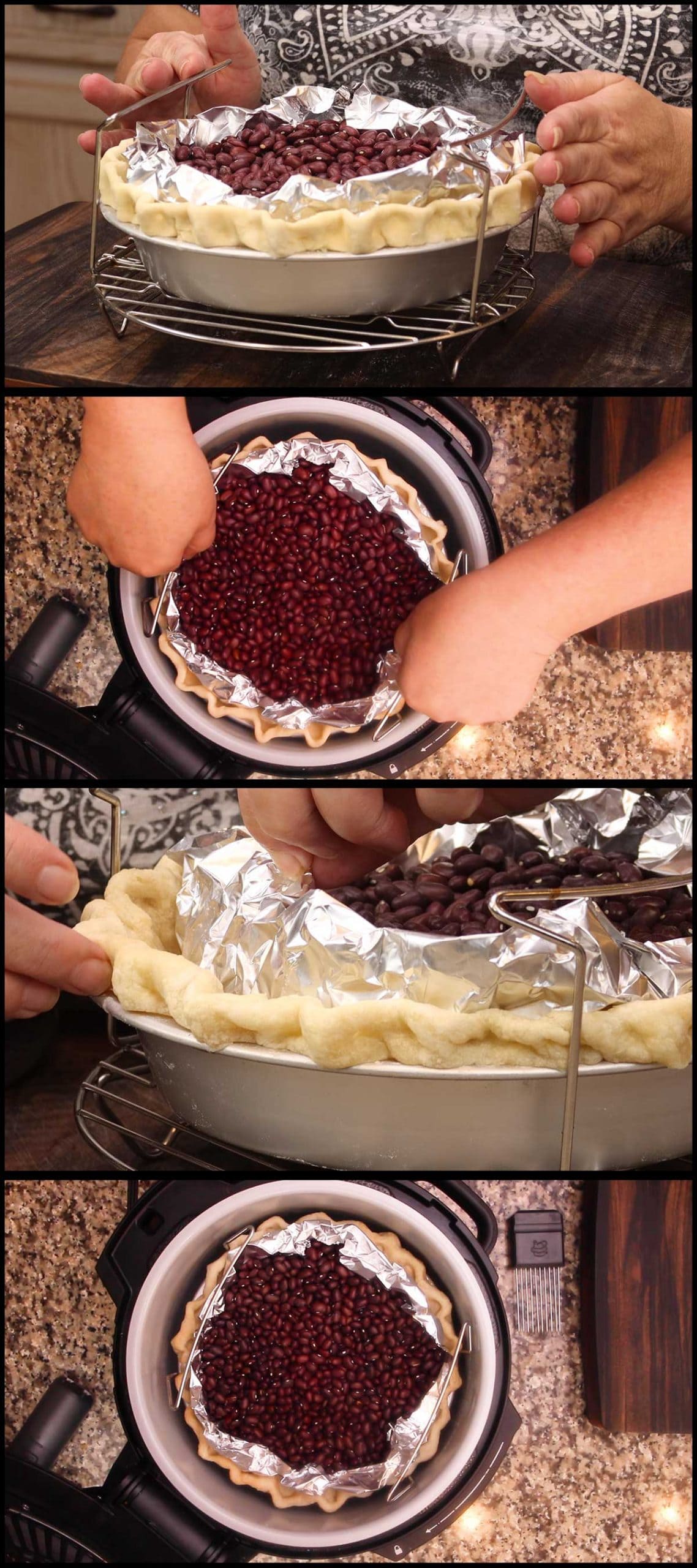 prebaking the pie crust and checking for doneness