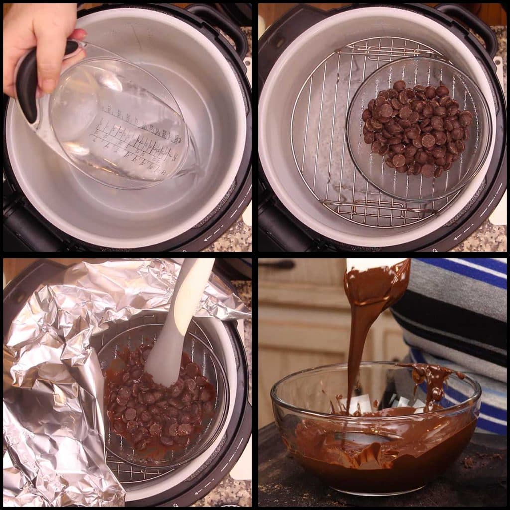 melting chocolate using a double boiler with the Ninja Foodi