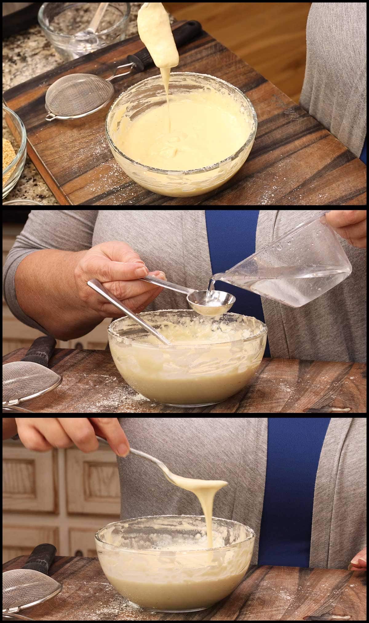 adding water to batter that is too thick