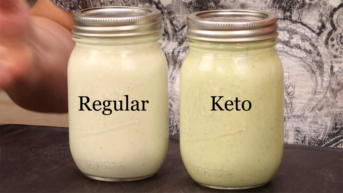 side by side of keto and regular versions of dressing