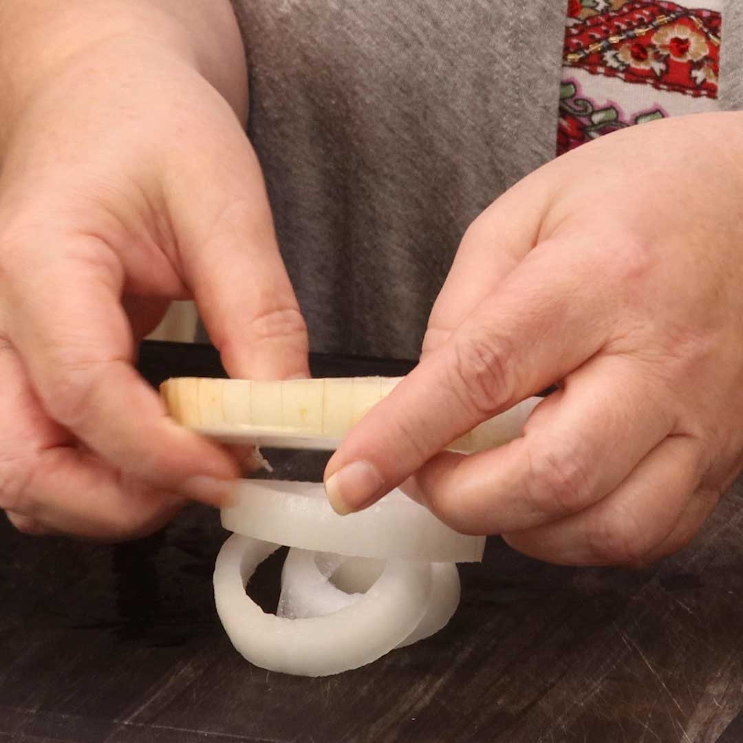 separating the rings of the onion