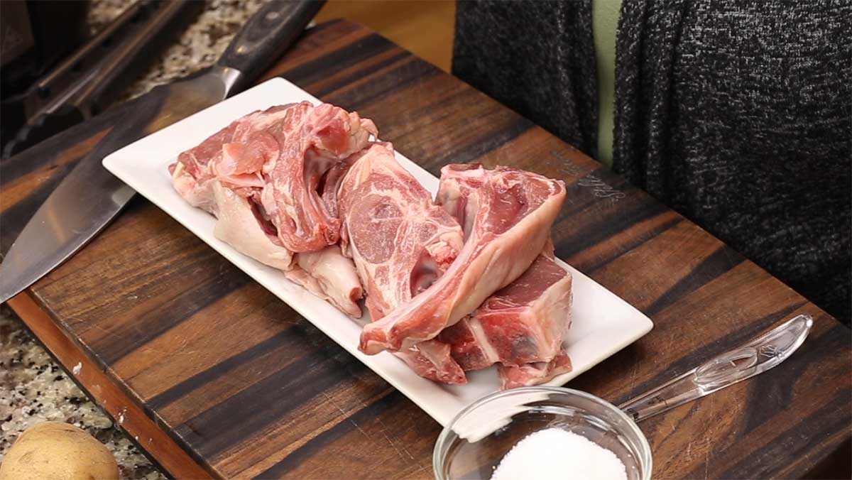 lamb chops on a plate for irish stew