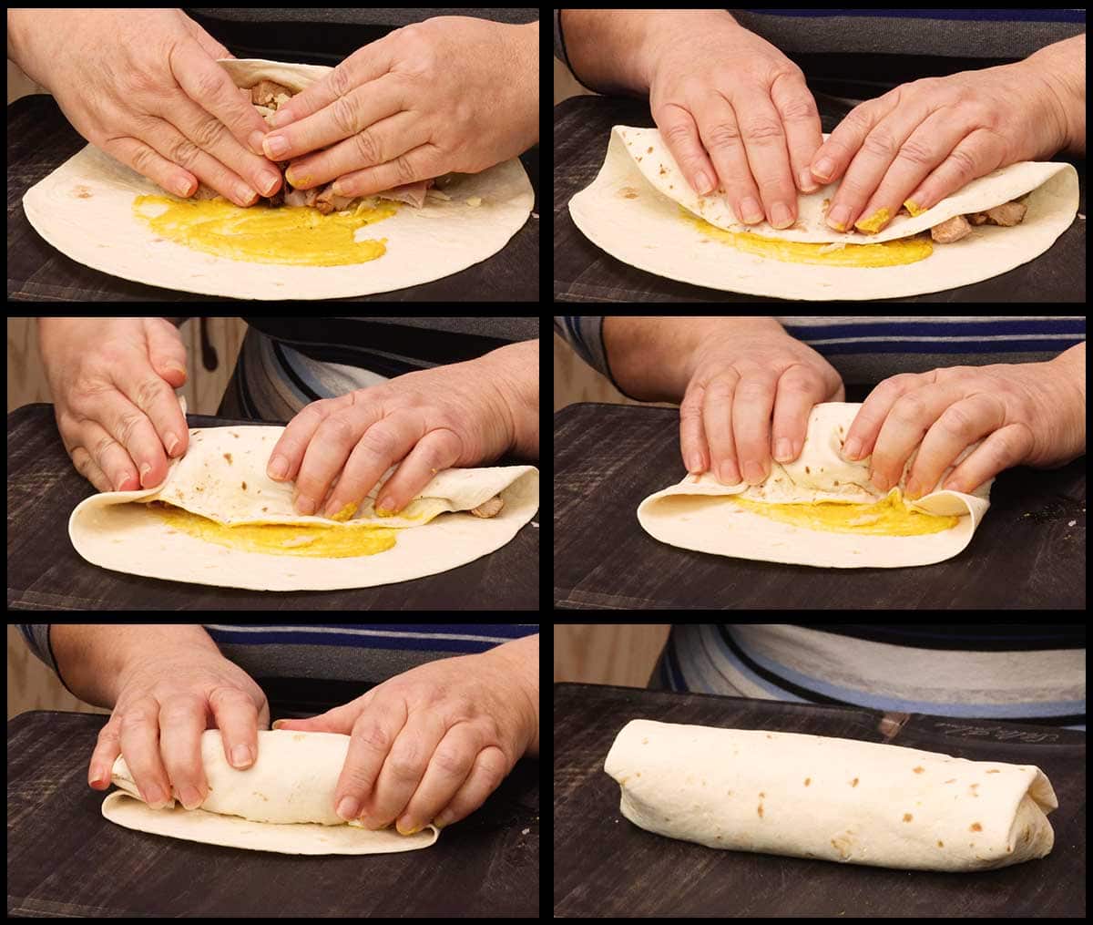 rolling the cuban sandwich wrap