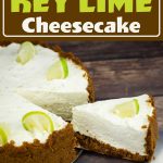 no bake key lime cheesecake with one slice being removed