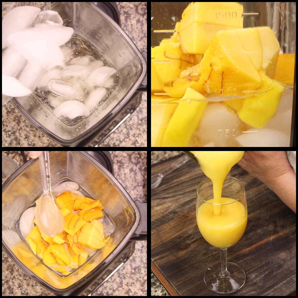 making mango coconut wine slushies