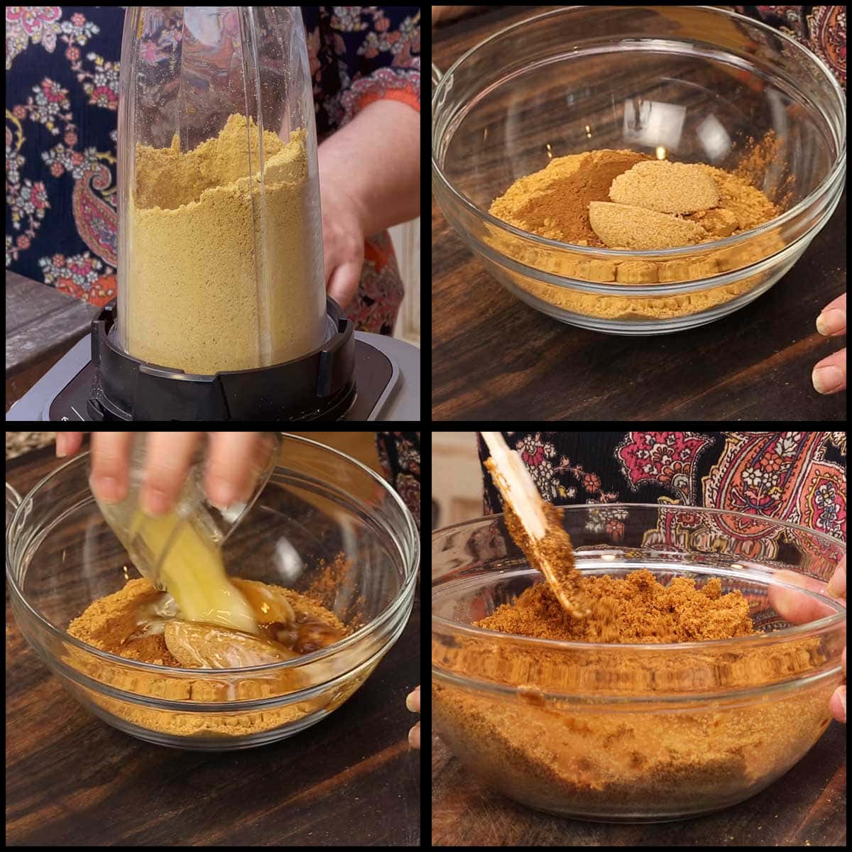 mixing the ingredients for the cookie crust