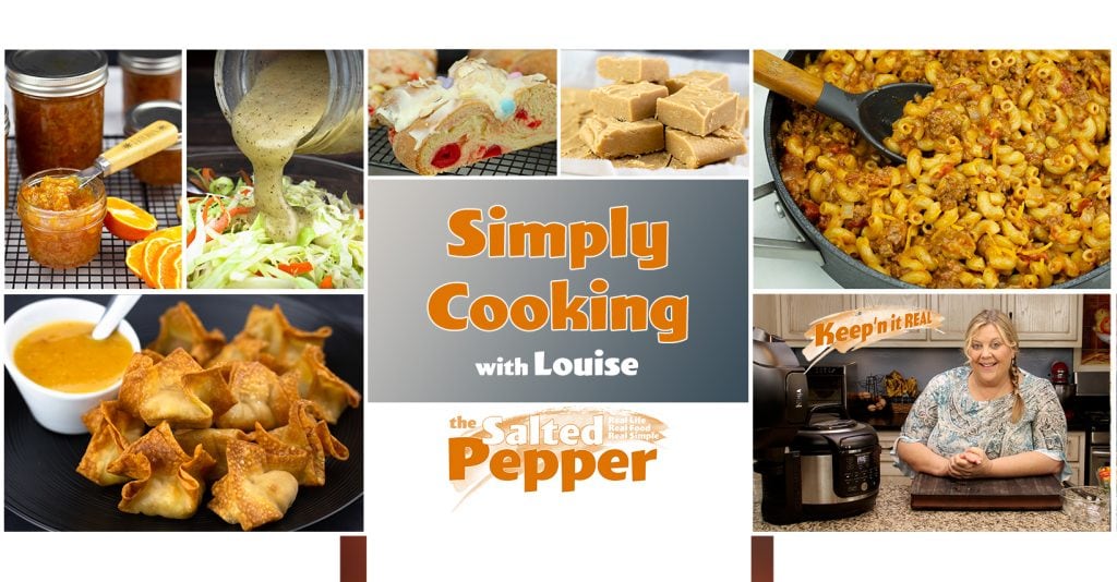 graphic for simply cooking with louise facebook group