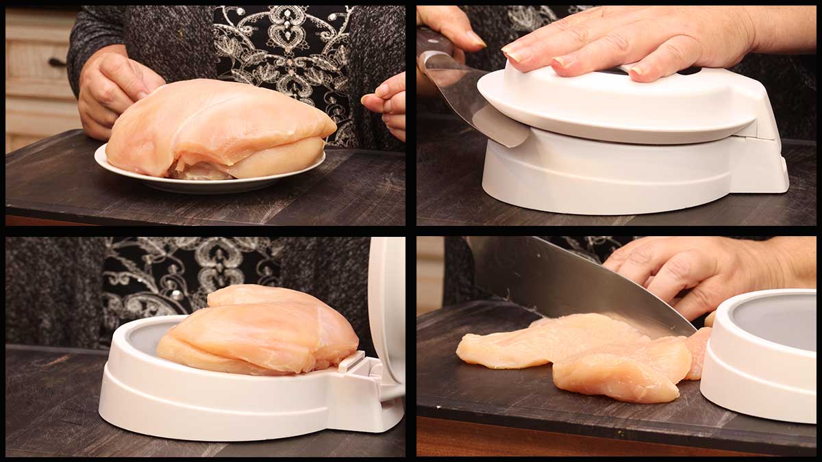 using the close n cut to slice the chicken
