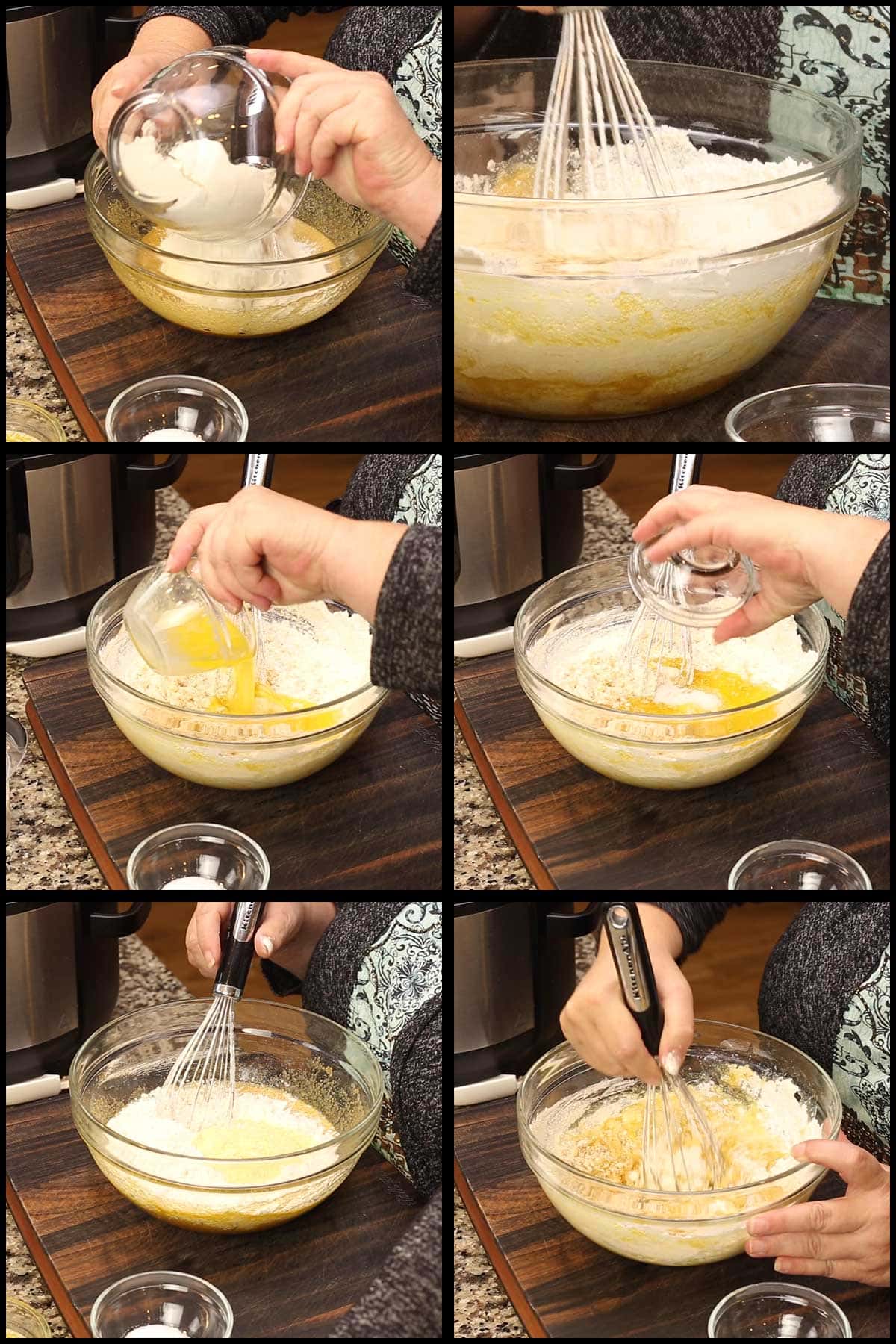 mixing dry ingredients with butter