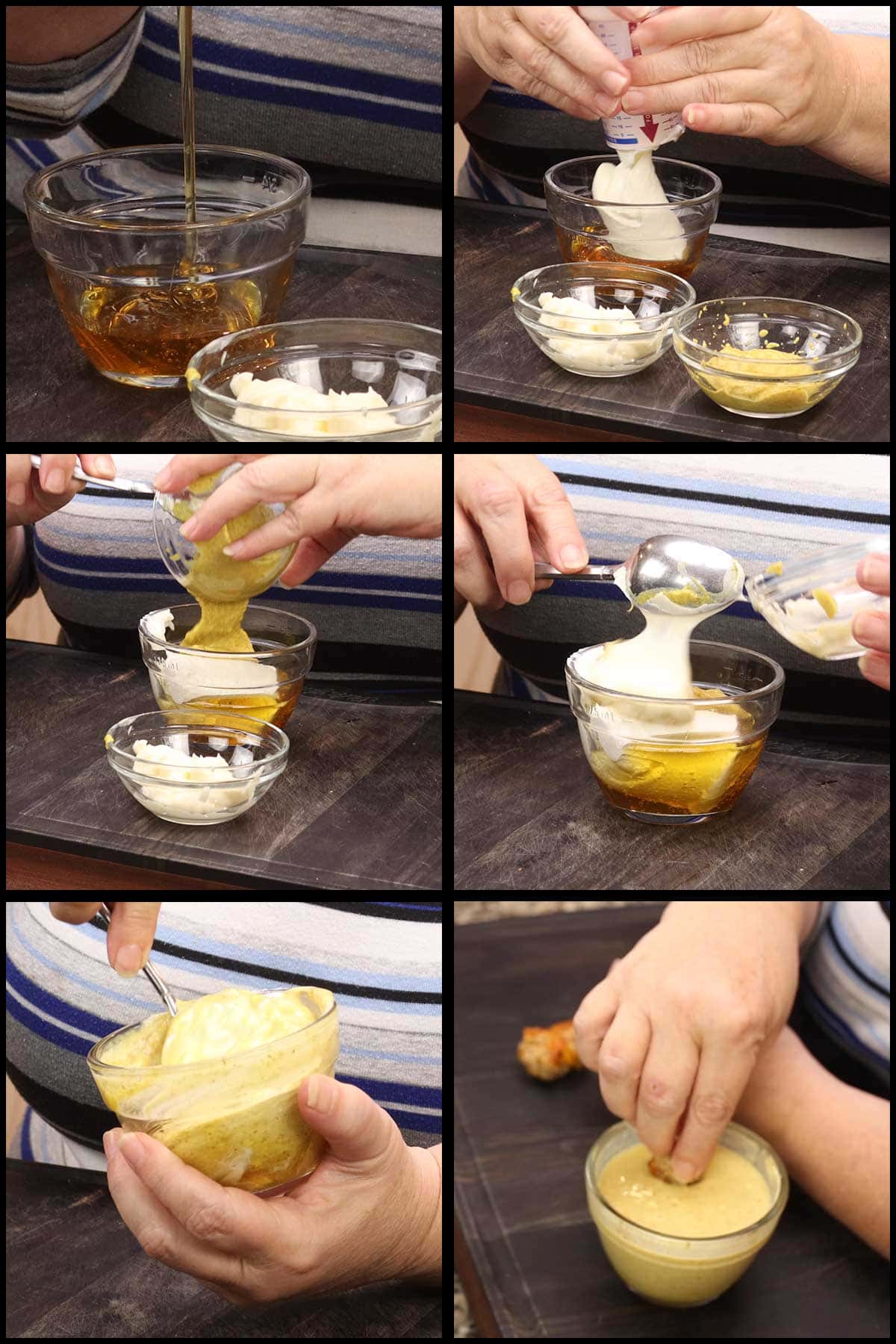 mixing honey mustard dipping sauce