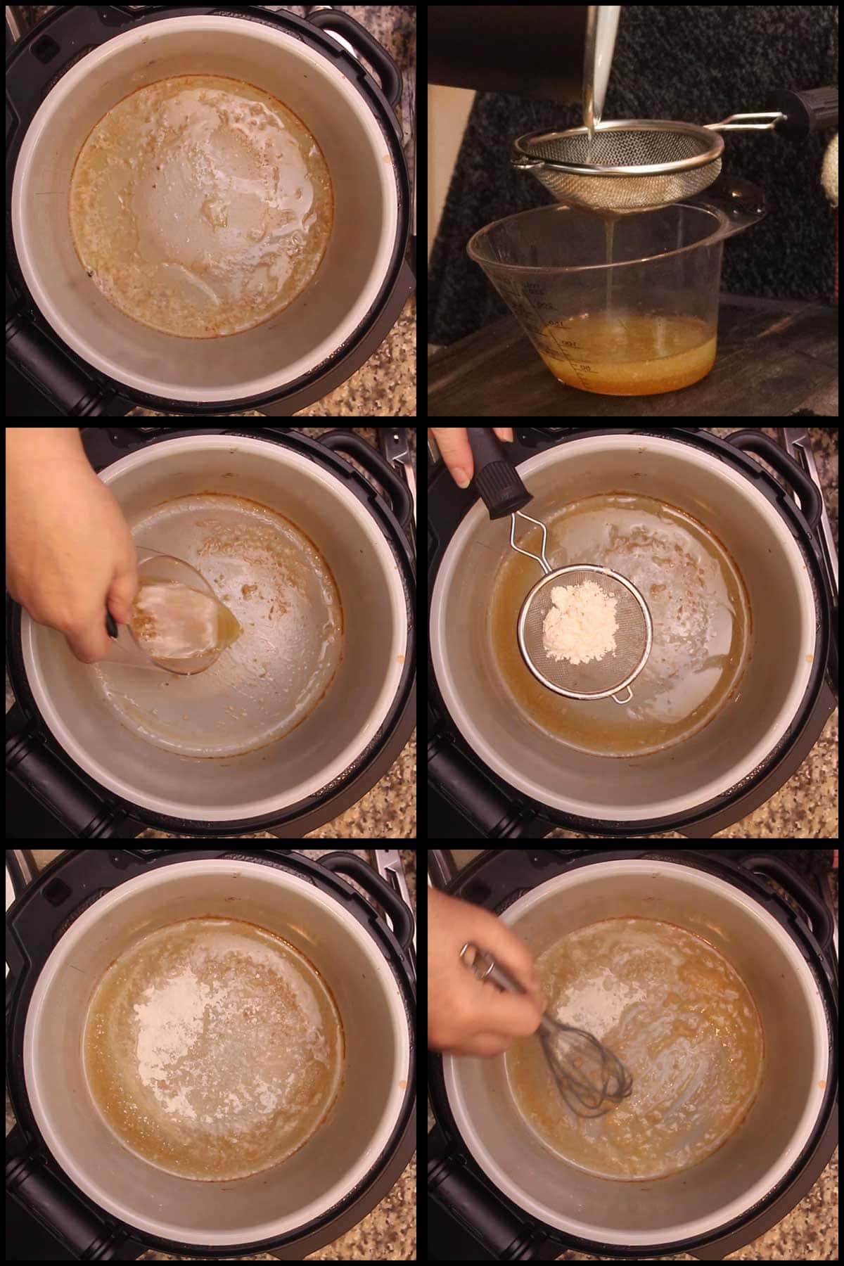 adding flour to juices to make gravy