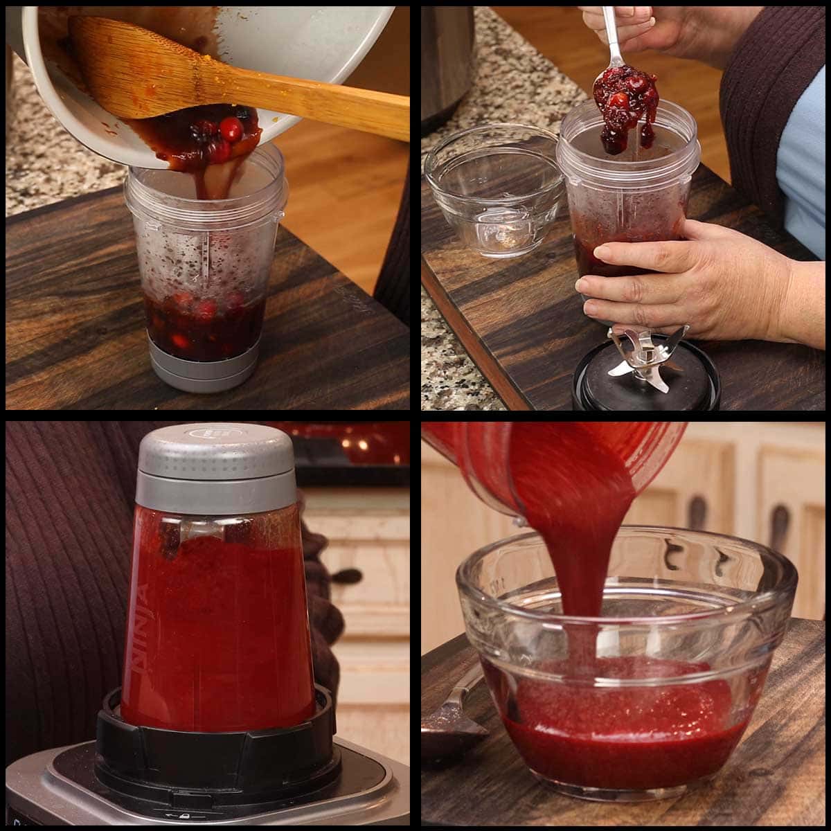 blending the cranberry sauce