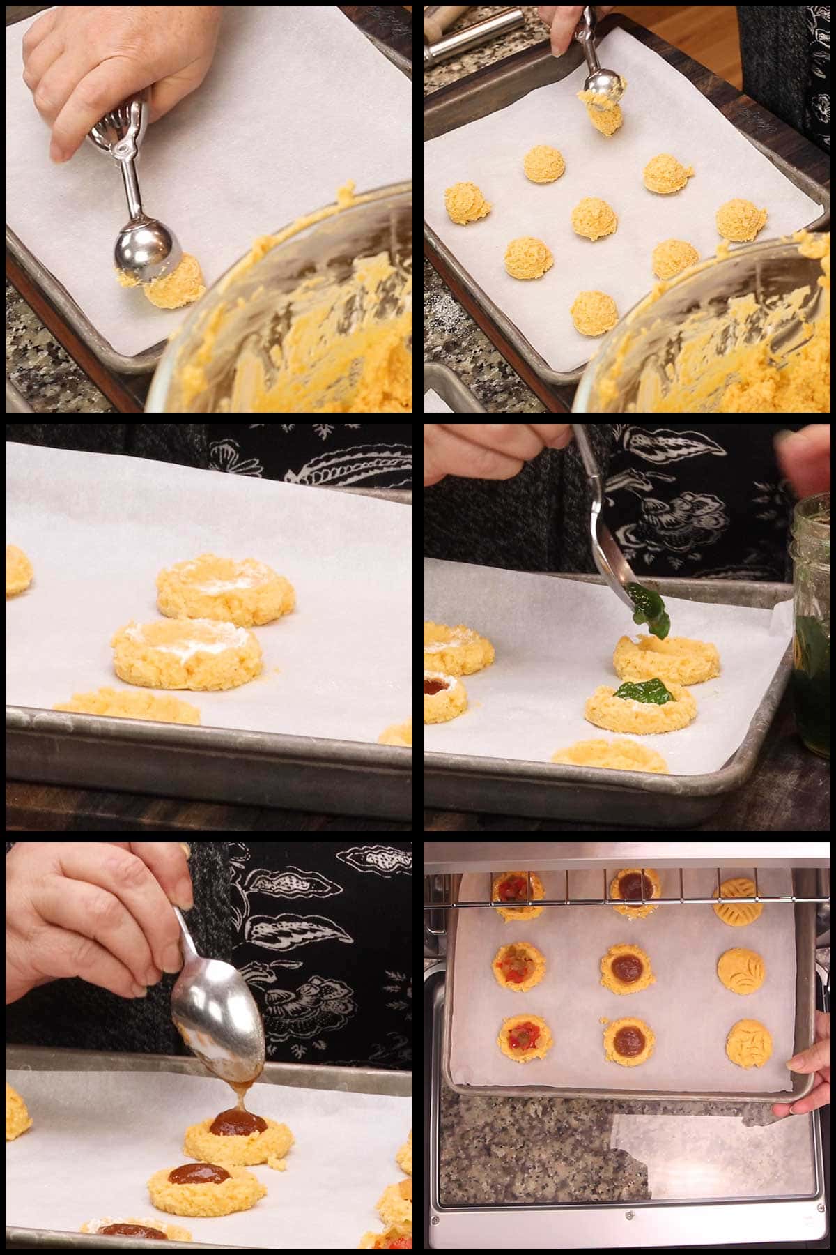forming and filling the thumbprint cookies