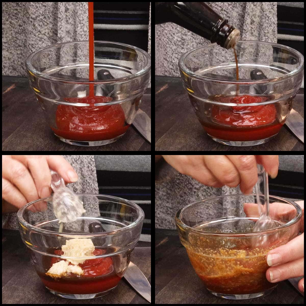 mixing the cocktail sauce