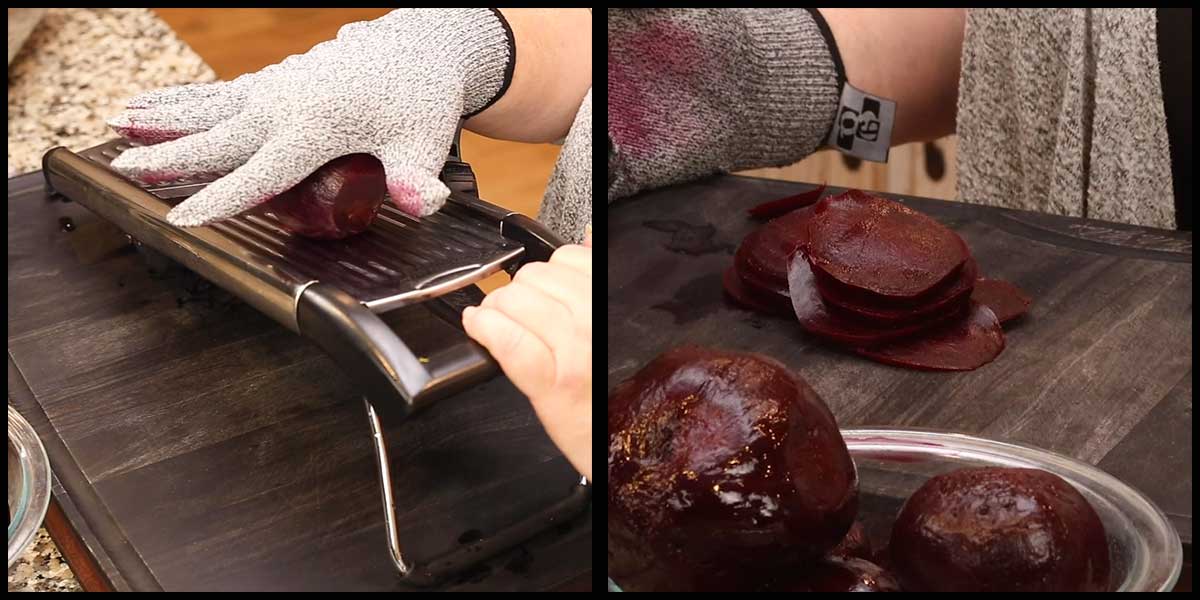slicing beets with a mandoline