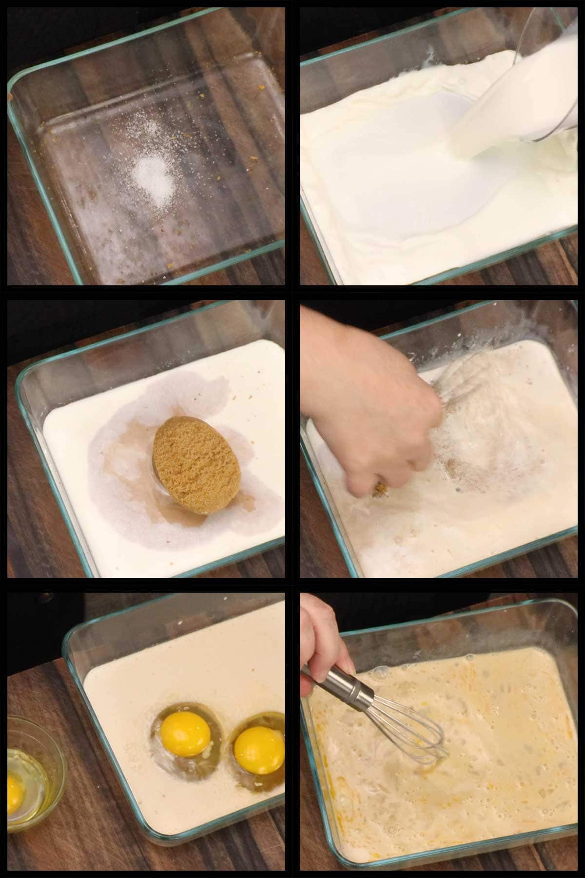 mixing up the custard.