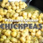 Bowl of pressure cooked chickpeas with parsley