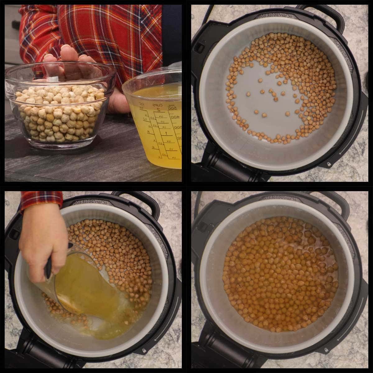 pressure cooking chickpeas in broth.