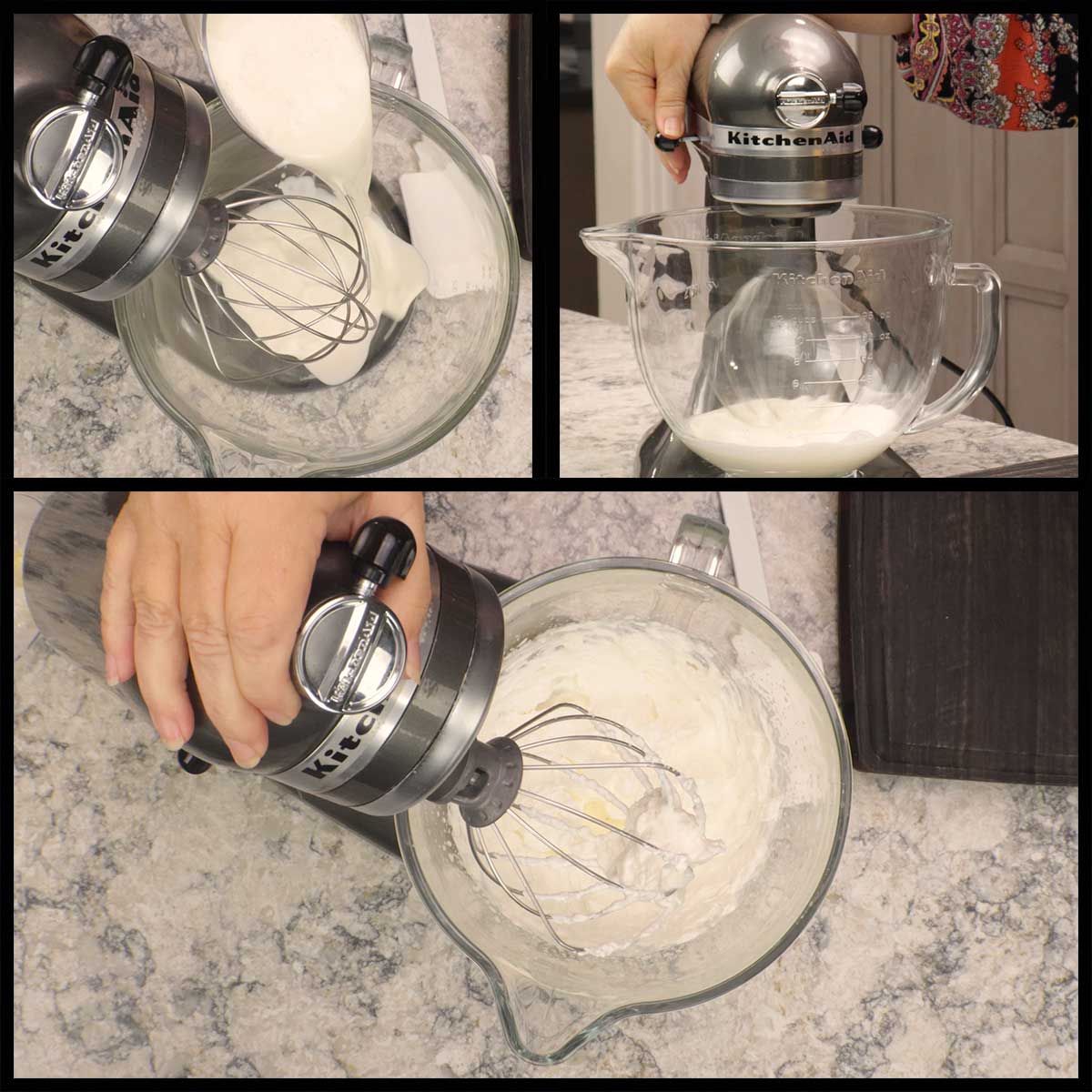making the whipped cream in a stand mixer.