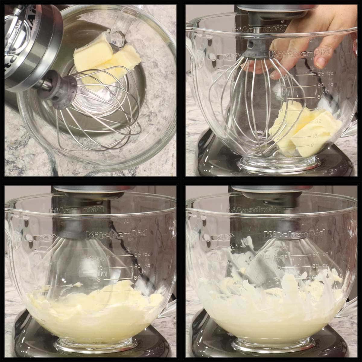 whisking the butter in a stand mixer until light and fluffy.